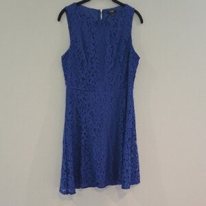 Apt. 9 Fit And Flare Dress Blue Sleeveless Full Lace Size 12
